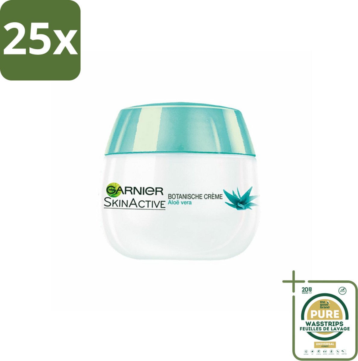 25 x Garnier - SkinActive - Botanische Dagcrème - Aloë Vera - Voor ieder Huidtype - 50 ml - Grootverpakking - Aloë Vera Crème - Dagcrème - Huidverzorging - Hydratatie - Natuurlijke Crème