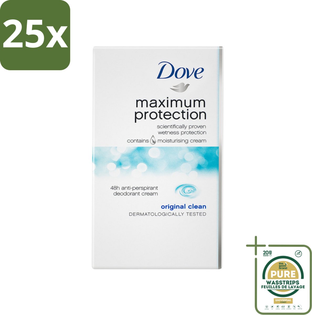 25 x Dove Deodorant Stick - Maximum Protection - Original Clean - 45 ml - Grootverpakking - Anti-transpirant Stick - Deodorant Stick - Maximum Protection - Anti-transpirant - Zweet En Geur