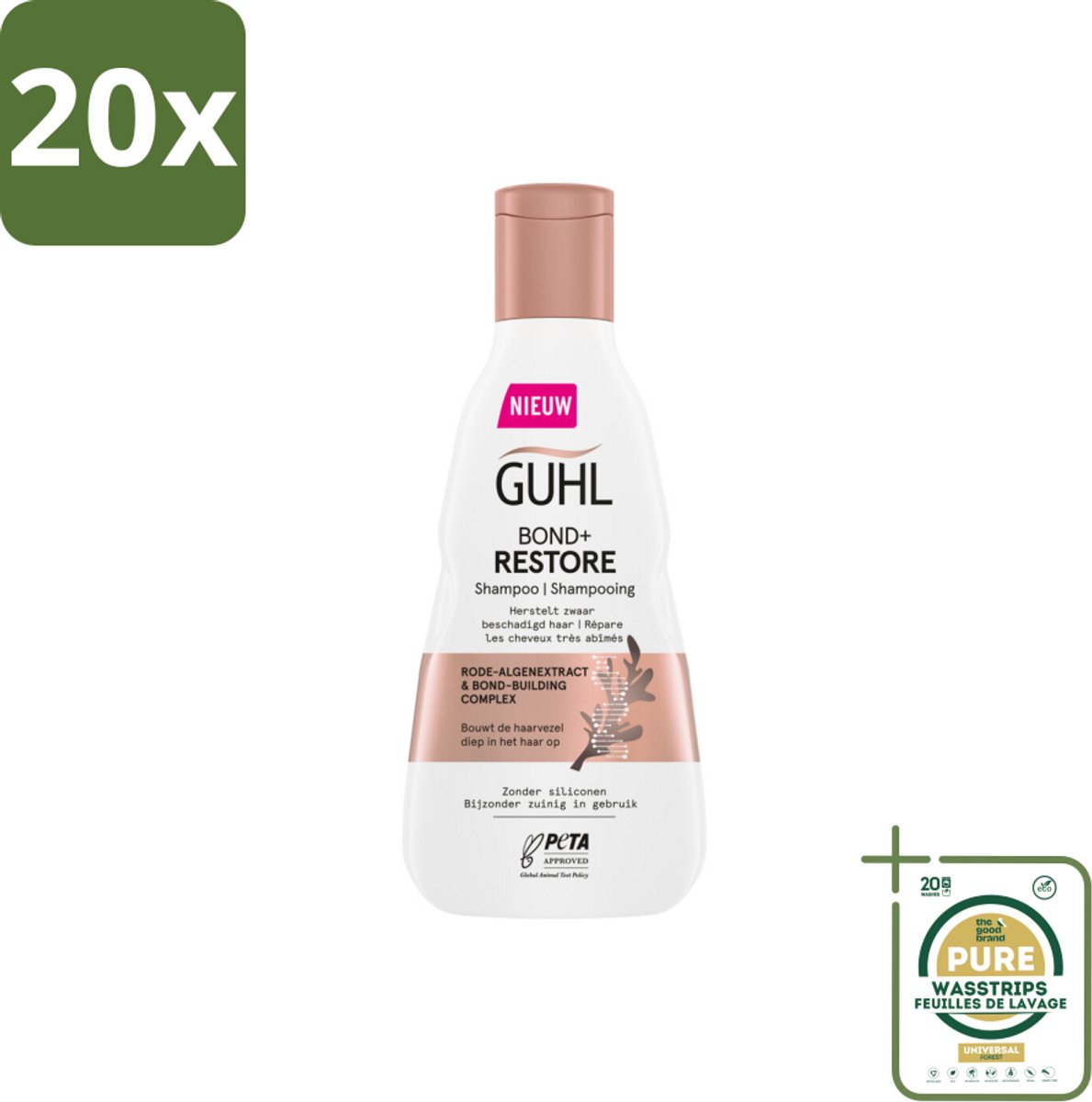 20 x Guhl - Shampoo - Bond+ Restore - 250 ml - Grootverpakking - Herstel Haar - Beschadigd Haar - Zwaar Beschadigd Haar - Haarbreuk - Haarverzwakking