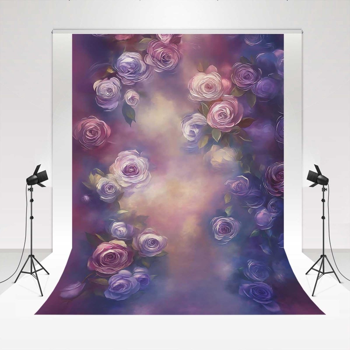 Fotografie Achtergrond 1.5x2.2m - Paarse Abstracte Rozen Voor Babyshower