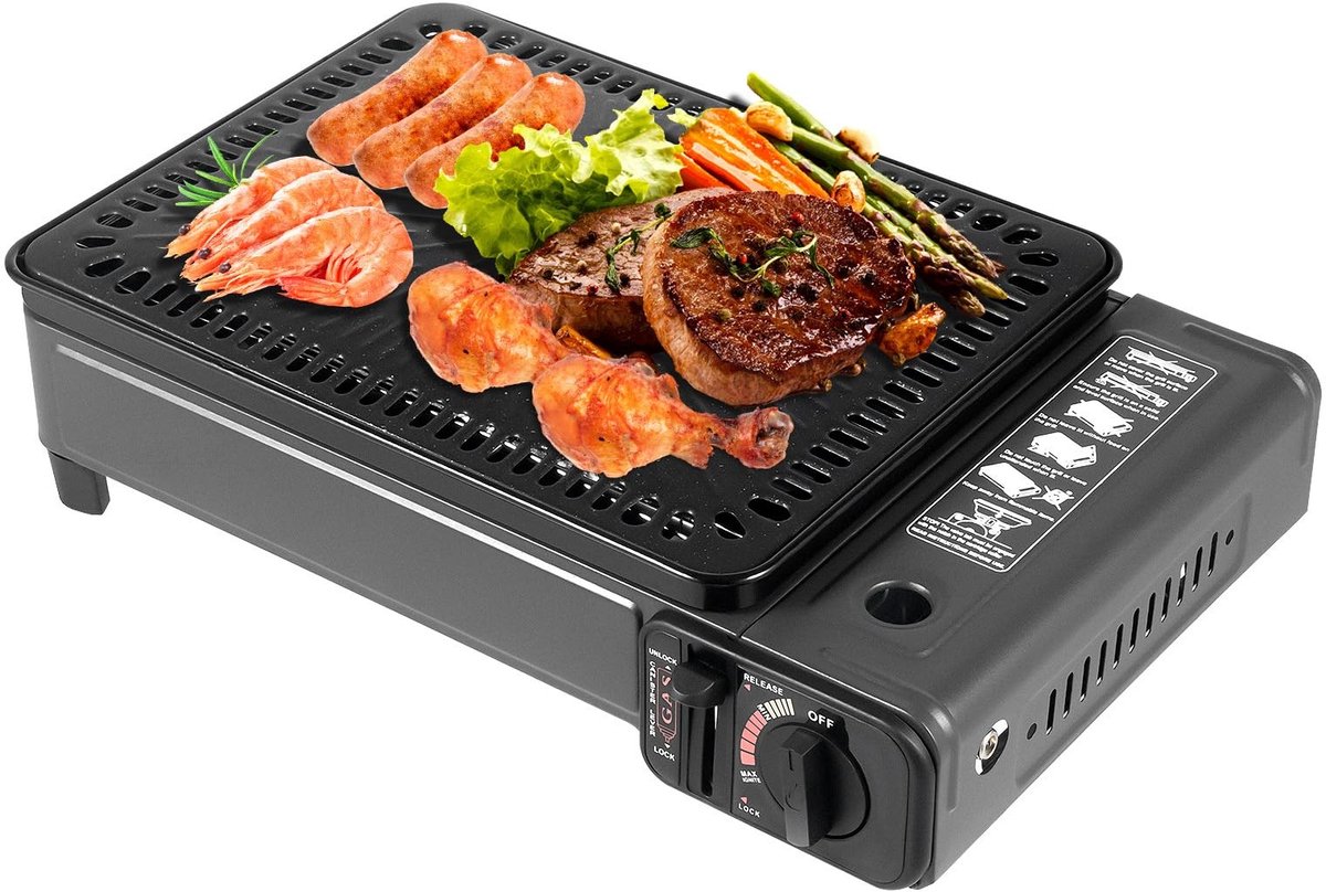 2 in 1 Draagbare Campingkachel en Gasbarbecue - Butaan