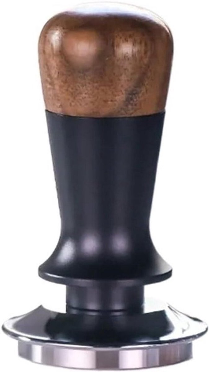 Koffie Tamper - Espresso Stamper - Koffiebereiding - Walnoothouten Handvat - 58 mm - Zwart