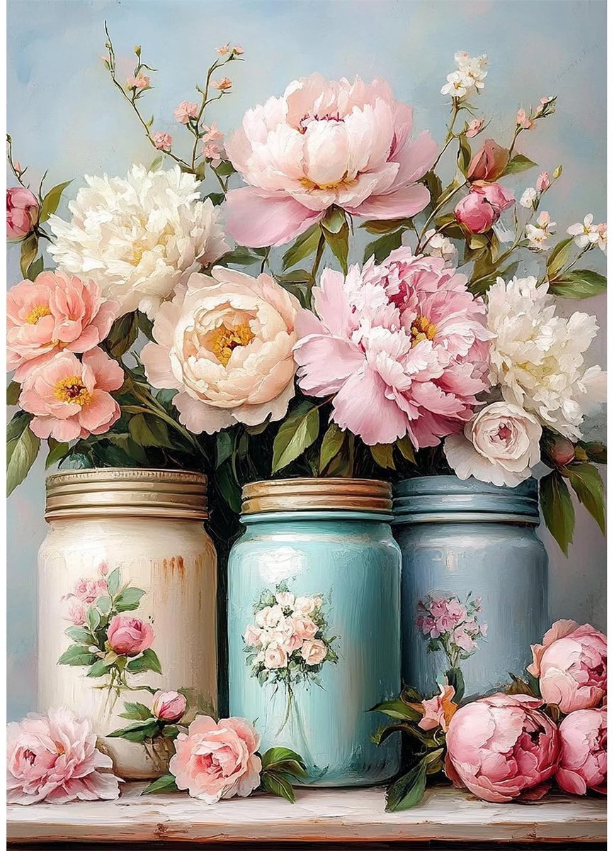 Diamant Schilderen Set - Bloemen voor Volwassenen - 30 x 40 cm