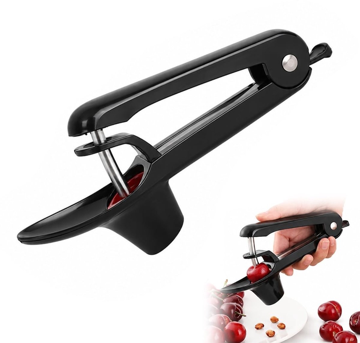 Snocciolatore voor ciliegies en olijven - Antislip handvat zwart