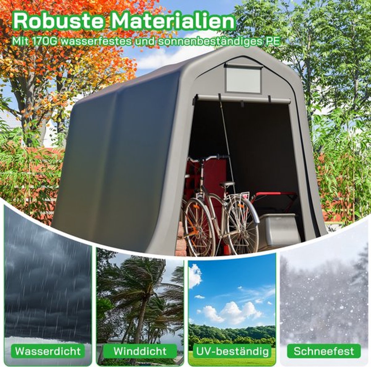 Fietsenstalling Opbergtent - Grijs - 32 kg Gewicht - 366x213x225 cm Afmetingen - Polyester - Voor Buiten