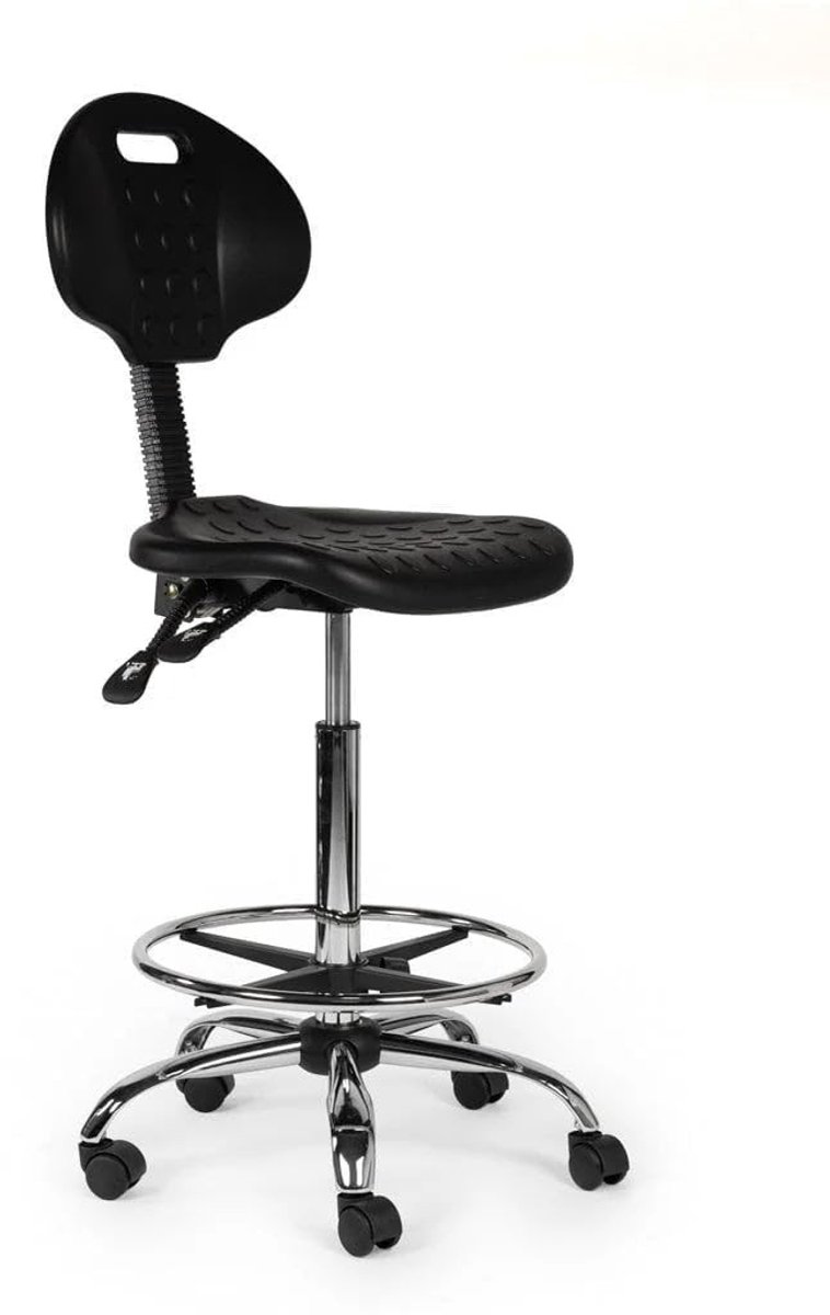 Werkplaatsstoel - Hoogte 70-86 cm - Zwart