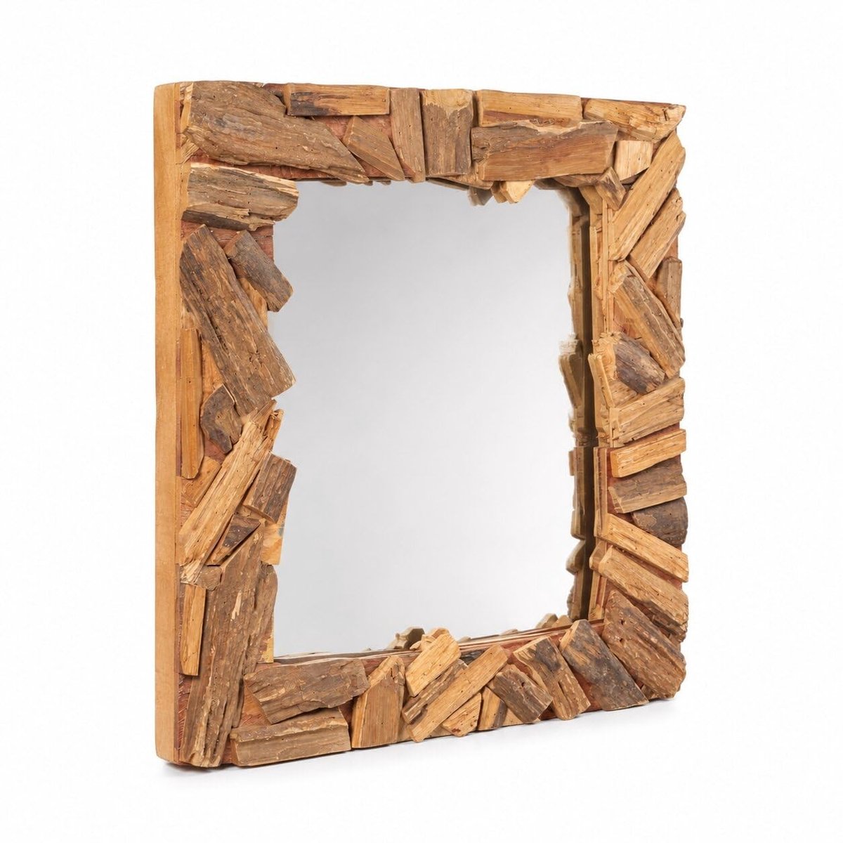 Wandspiegel van massief hout - 60 x 60 cm
