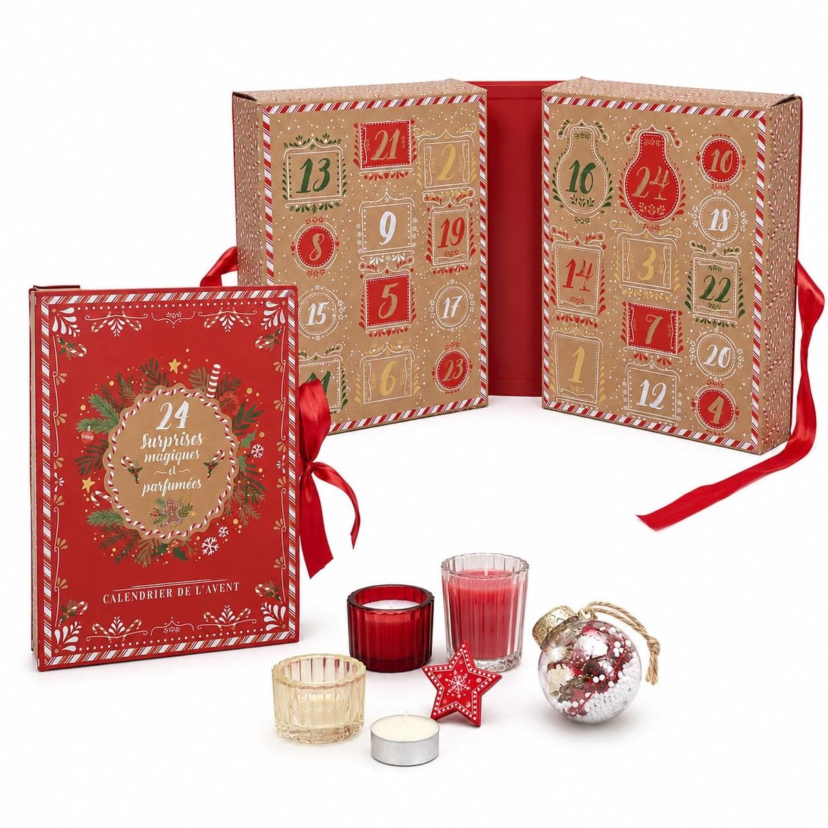 Adventskalender met Geurkaarsen - Kerstgeschenk in Rood