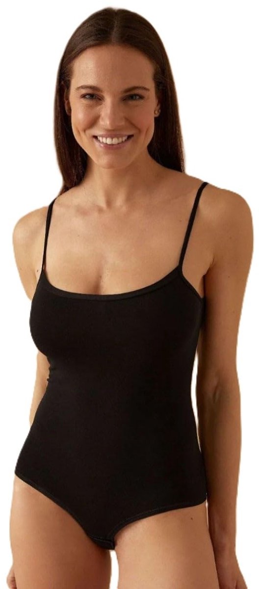 Dames Romper met schouderbanden - Zwart - M