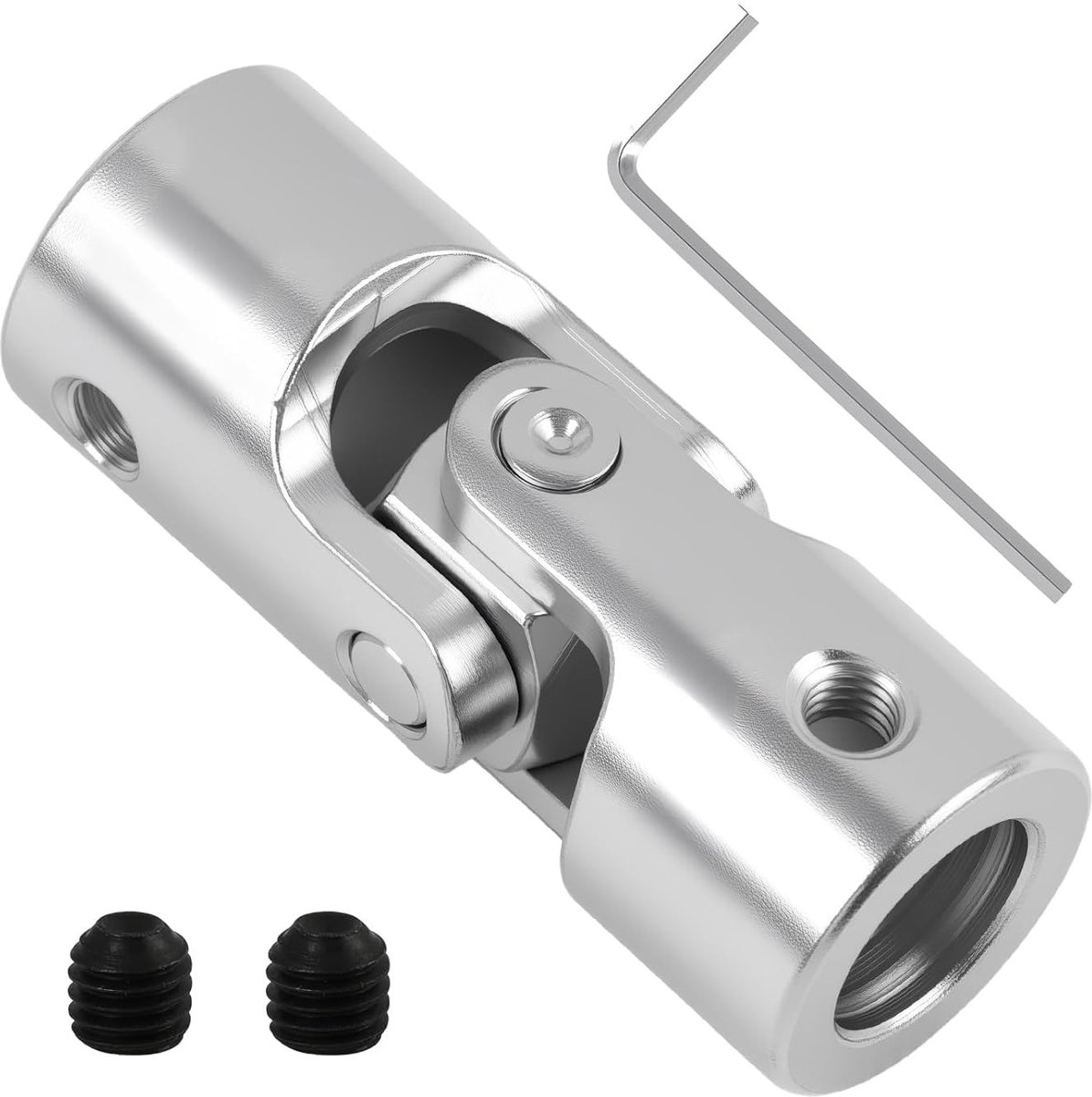 Universele koppeling 12 mm, M5 vrouwelijke as, verchroomd staal met schroeven voor rolluiken, modelmotor aansluiting, koppeloverdracht bij reparatie handmatige rolluiken