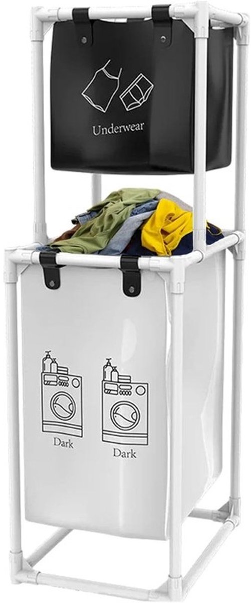 Wasmand met vakken - Wasverzamelaar Opberger - Kleding Sorteren - Hoogte-basis ontwerp - ca. 36 x 27 x 927 cm
