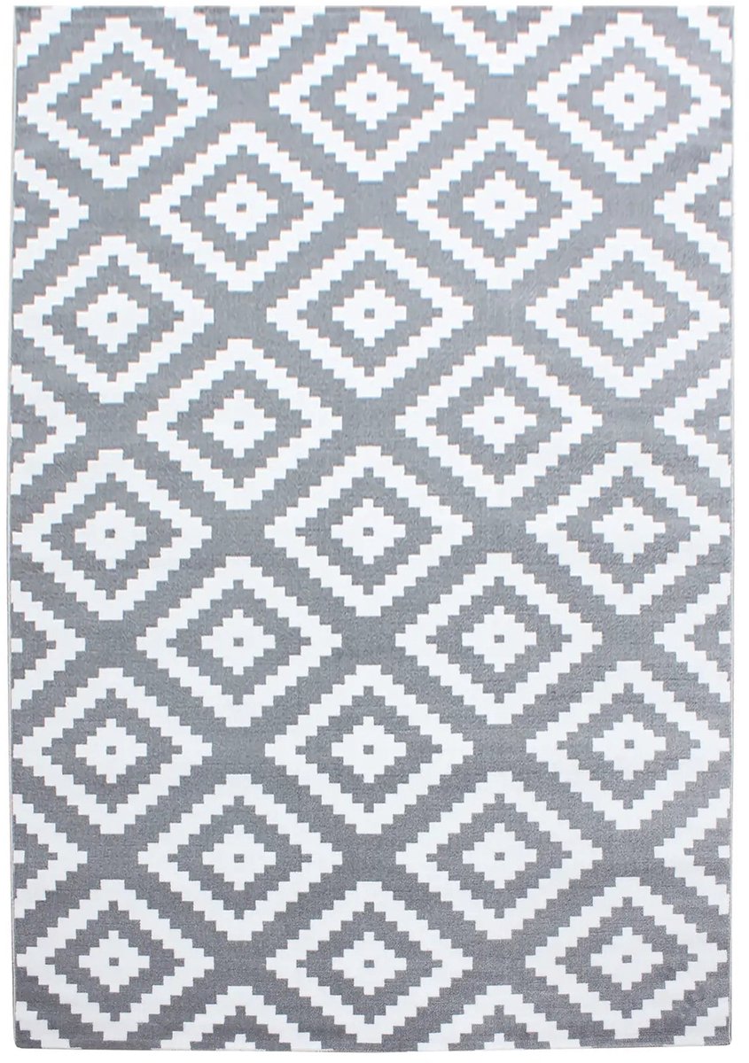 Dutch XXL Scandinavisch Vloerkleed | Tapijt | Plus | Ruiten | Grijs | 280x370 cm