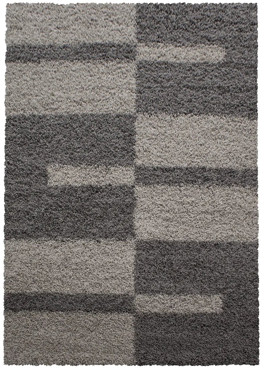 Dutch XXL Hoogpolig Vloerkleed | Tapijt | Shaggy | Gala | Geometrisch | Taupe | 60x110 cm