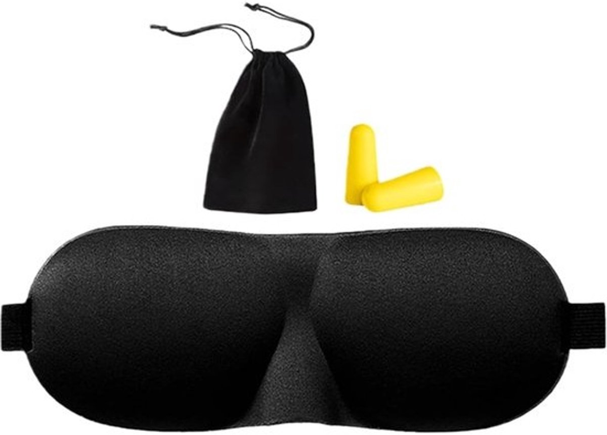 Oogbedekking Slaap - Blinddoek Nachtrust - Ontspanning Bevorderen - Optimale Duisternisoplossing - 23 x 9 cm - Zwart