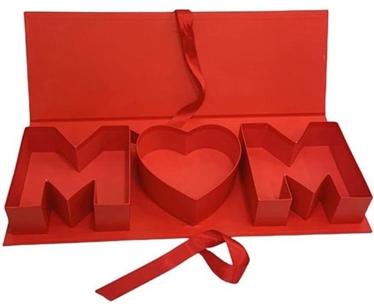 Moederdag Bloemendoos - Geschenkdoos Moeder - Cadeau Presenteren - Elegant Kartonnen Ontwerp - 56 x 21 x 8 cm - Rood