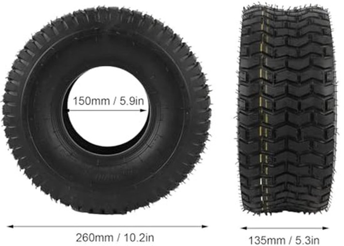 15x6.00-6 Vacuümband, Antislip en Lekbestendig Tubeless Band voor Grasmaaier Kar Tuintrekker Kruiwagen met 6 Inch Velg