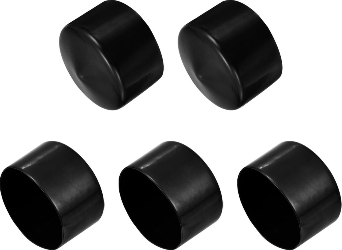 Rubber Einddoppen - Zwart voor Ronde Buizen, Set van 5