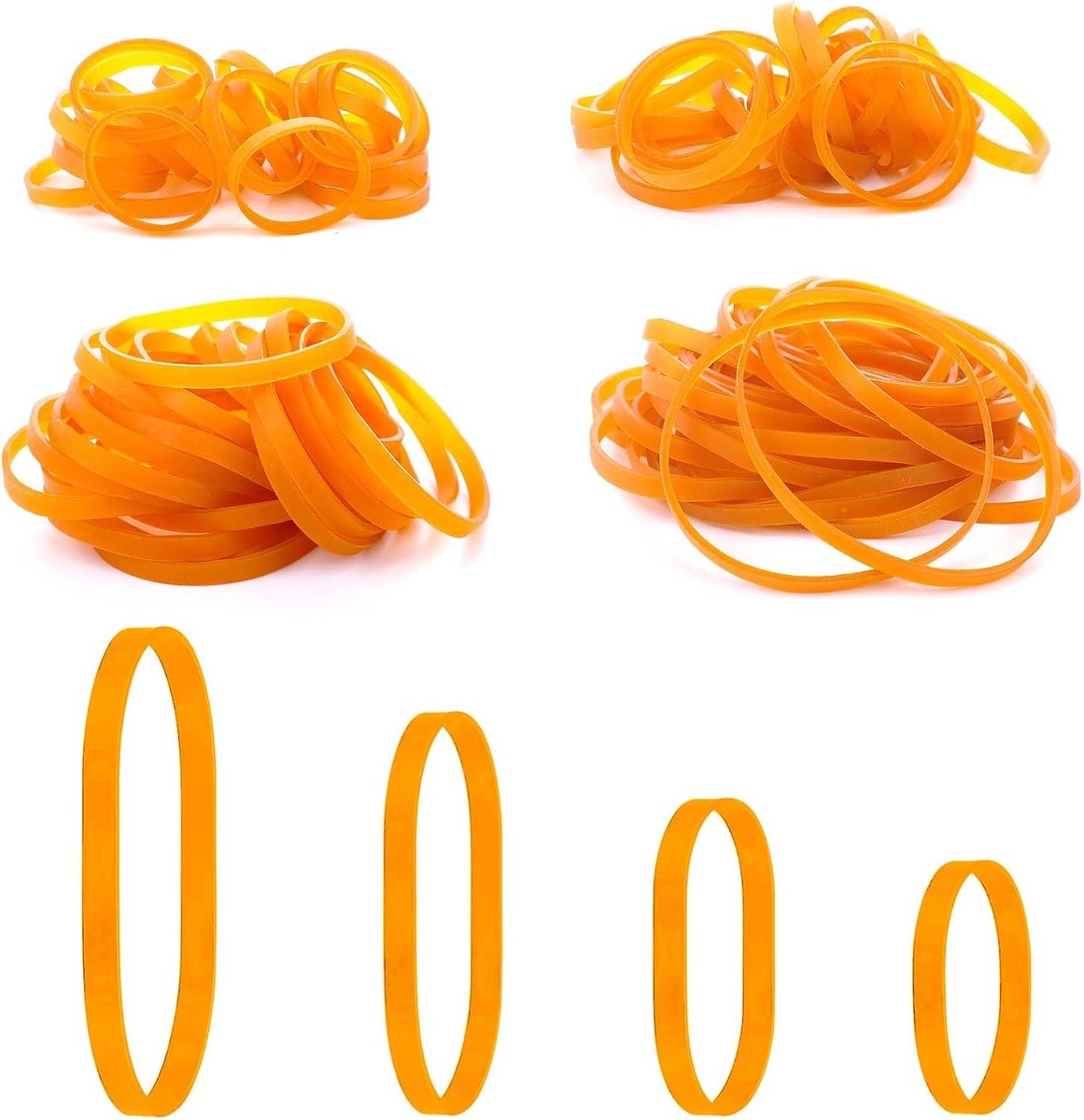 Set van 100 Gele Rubber Bands - Natuurrubber, Elastisch en UV-, Warmte- en Koudbestendig voor Huishoudelijk Gebruik en Kamperen
