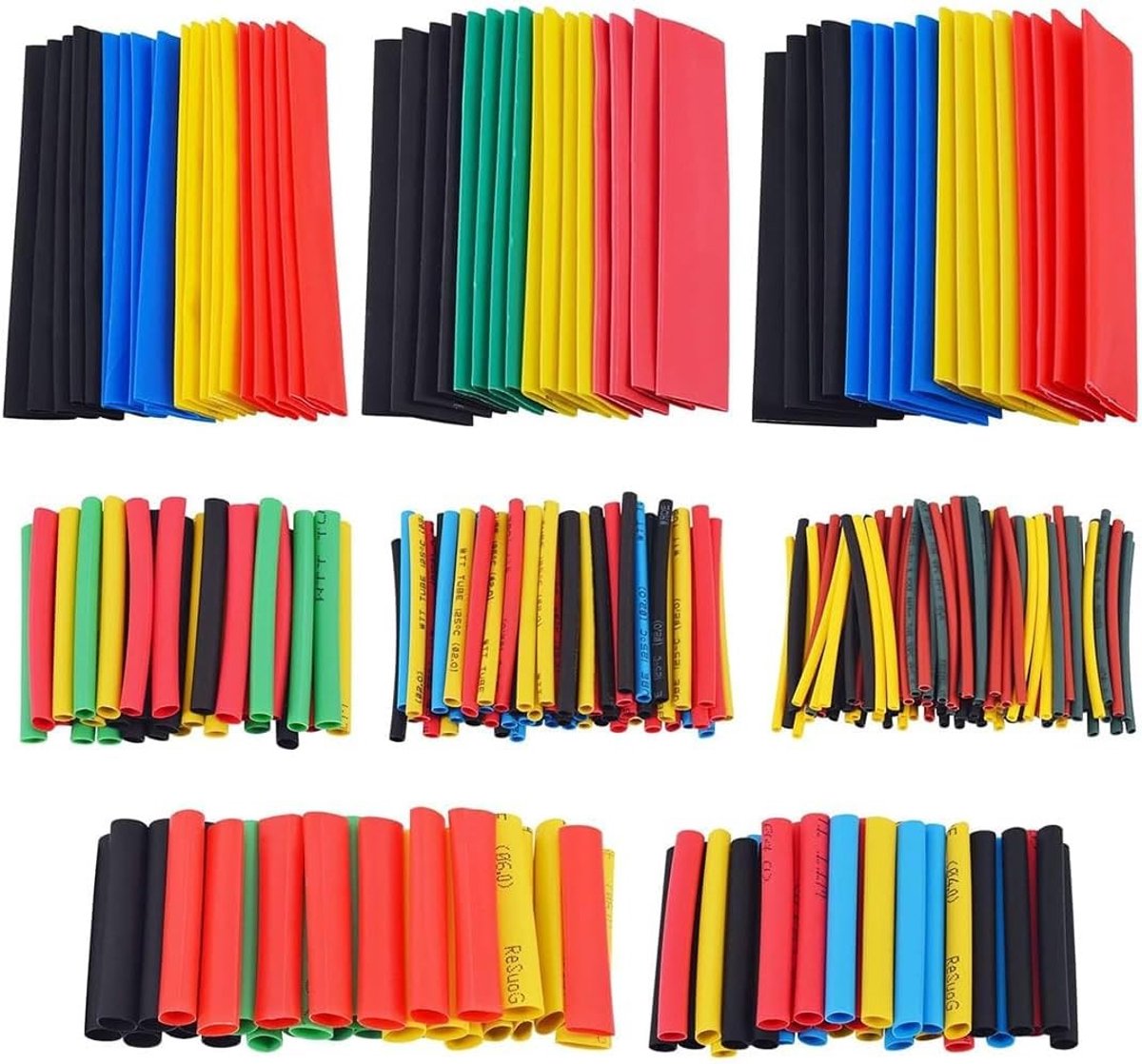 Krimpkous set van 328 stuks, vlamvertragend, meerkleurig en diverse maten voor kabelisolatie en elektrische klussen