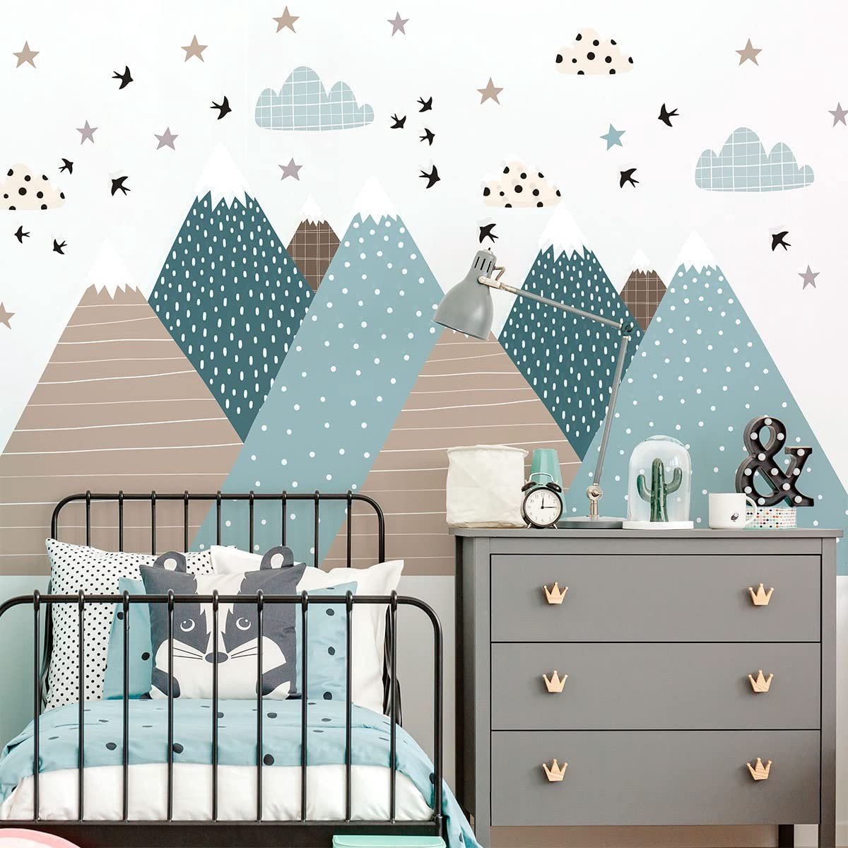 Muursticker voor Kinderen - Scandinavische Bergen - 60x90 cm