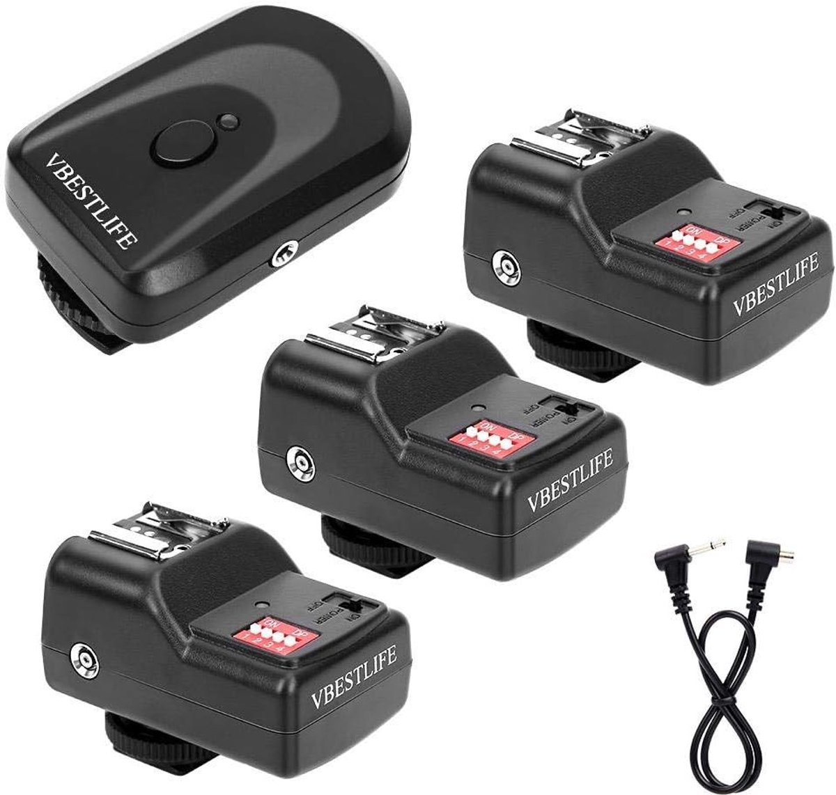 16-Kanaals Draadloze Flits Trigger Set, 431MHz Speedlite Studio met 1 Zender / 3 Ontvangers / 1 Sync Kabel voor Nikon en Pentax Camera's