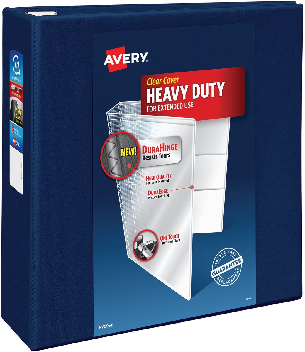 Heavy-Duty 3-Ring Binder - 4 Inch - Navy Blauw
