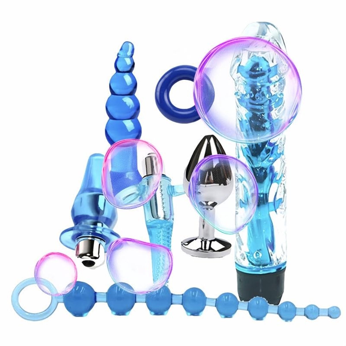 Set van 7 Blauwe Yoga Accessoires - Voor Thuis Training