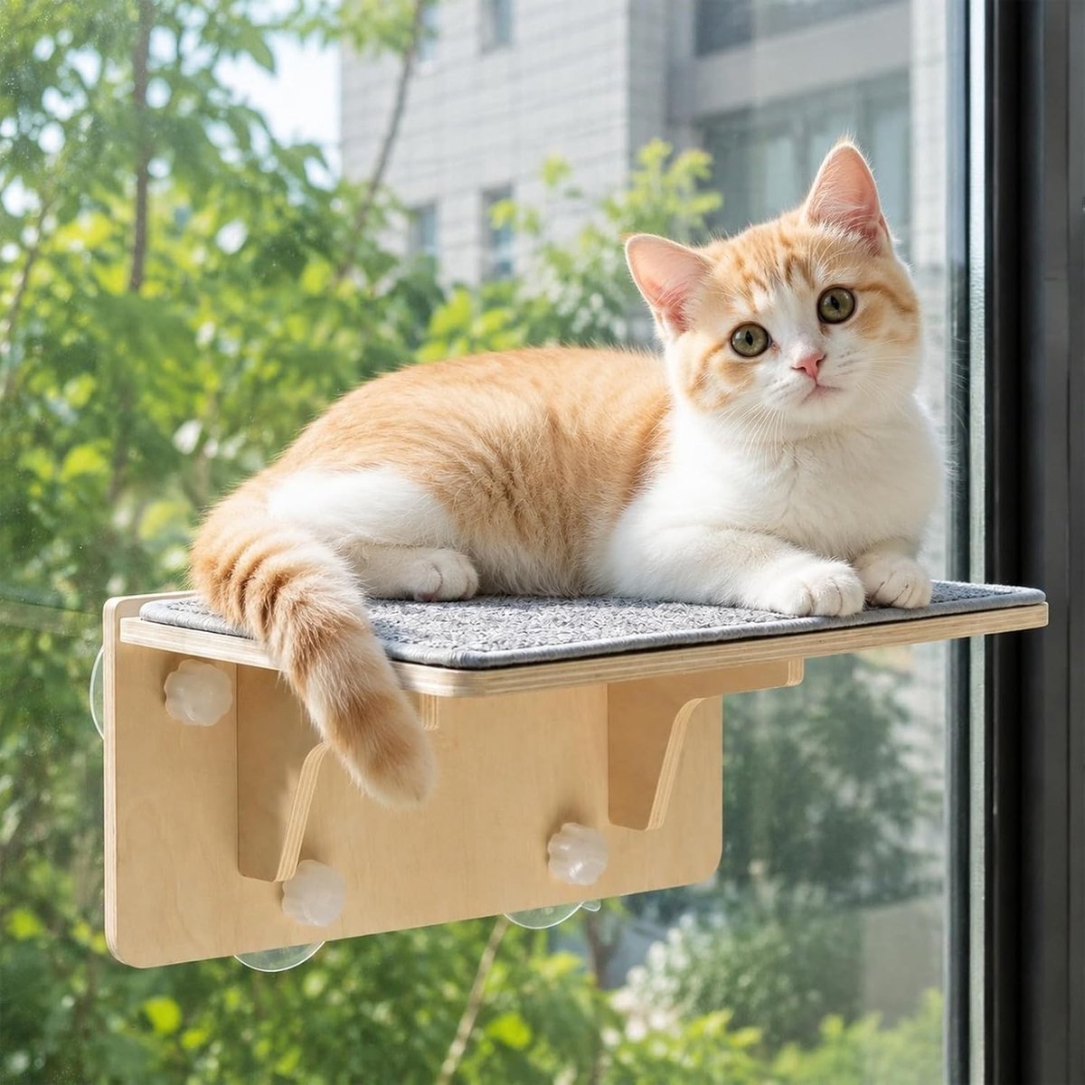 Kattenklimwand 2-in-1 voor Muur en Glas - Wasbare en Verwijderbare Vilt Onderlaag voor Binnengebruik, Ideaal Kattenmeubilair voor Actieve Katten