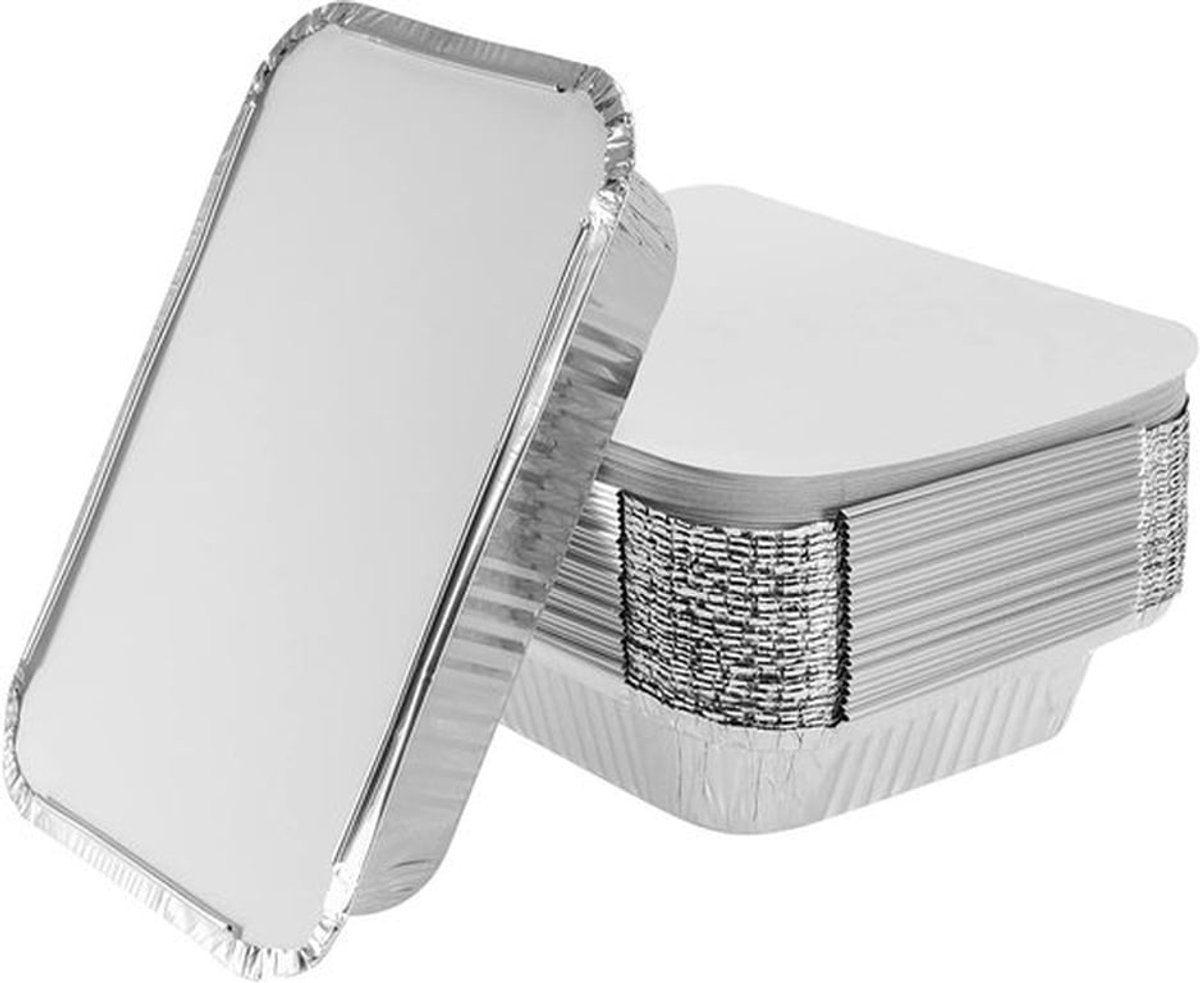 25 Stuks Aluminium Grillbakjes 1000 ml met deksel - Aluminium Grillbakjes - Aluminium Lekbakken voor koken - Roosteren - Bakken - 229 x 169 x 50 mm