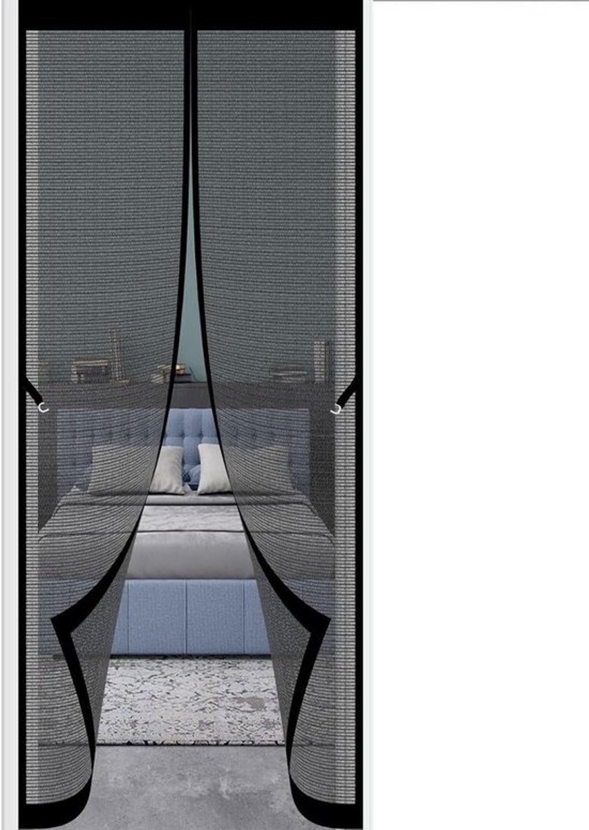Magnetisch Horndeur - Vliegengaas Deur - Insecten Buiten Houden - Automatische Sluiting - 90 x 255 cm - Zwart