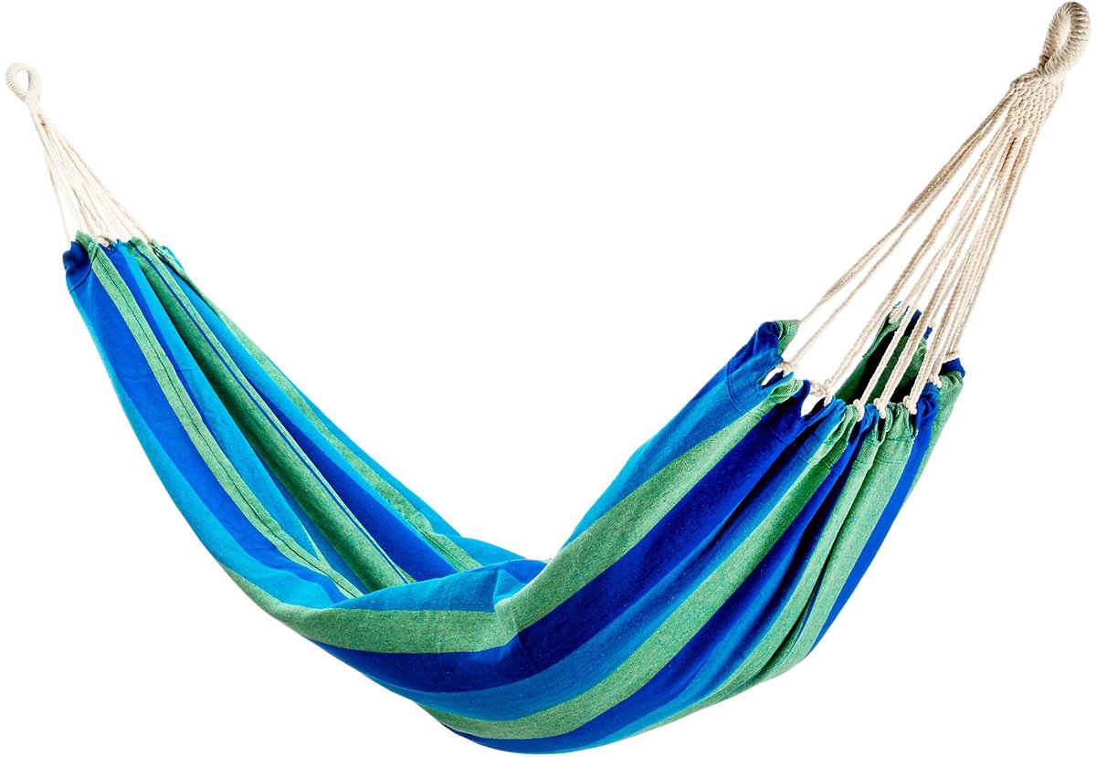 Hammock voor 1 persoon - 100% katoen - Blauw 220 x 110 cm