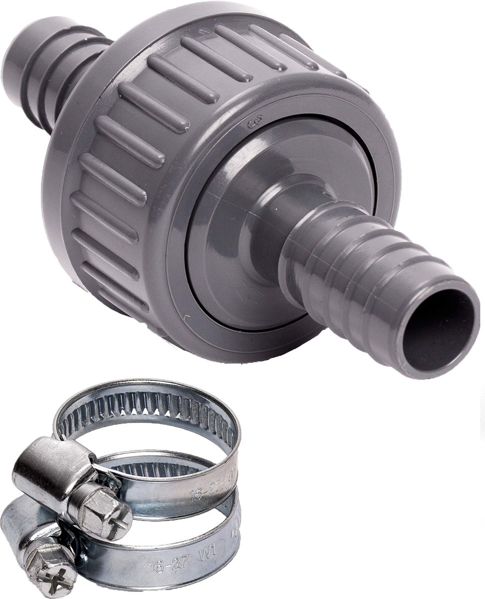 Check Valve Set met 2 Slangklemmen - Voor Water en Lucht