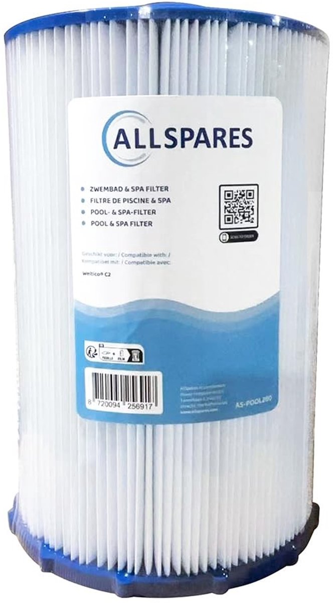 Waterfilter cartridge voor zwembad - Diameter 180 mm, hoogte 270 mm