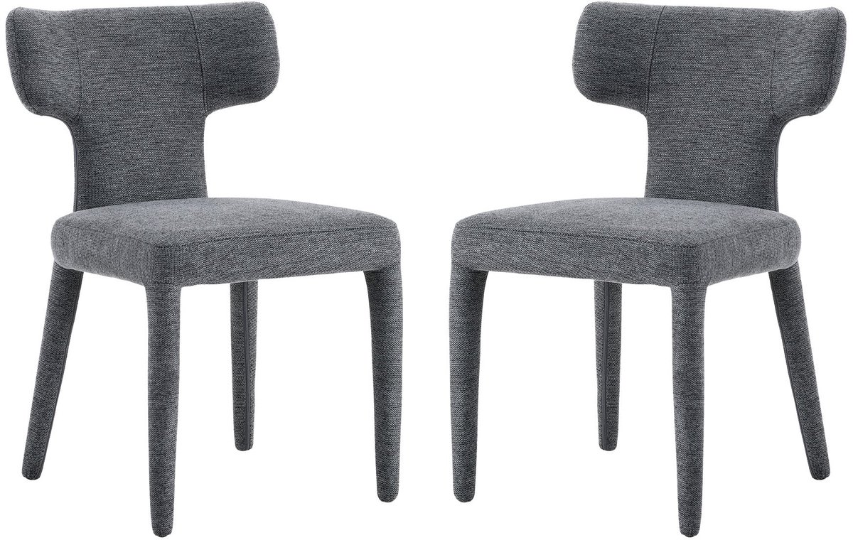 Merax Set Van 2 Moderne Eetkamerstoelen – Grijs – Gestoffeerd – T-Vormige Rugleuning – Metalen Onderstel