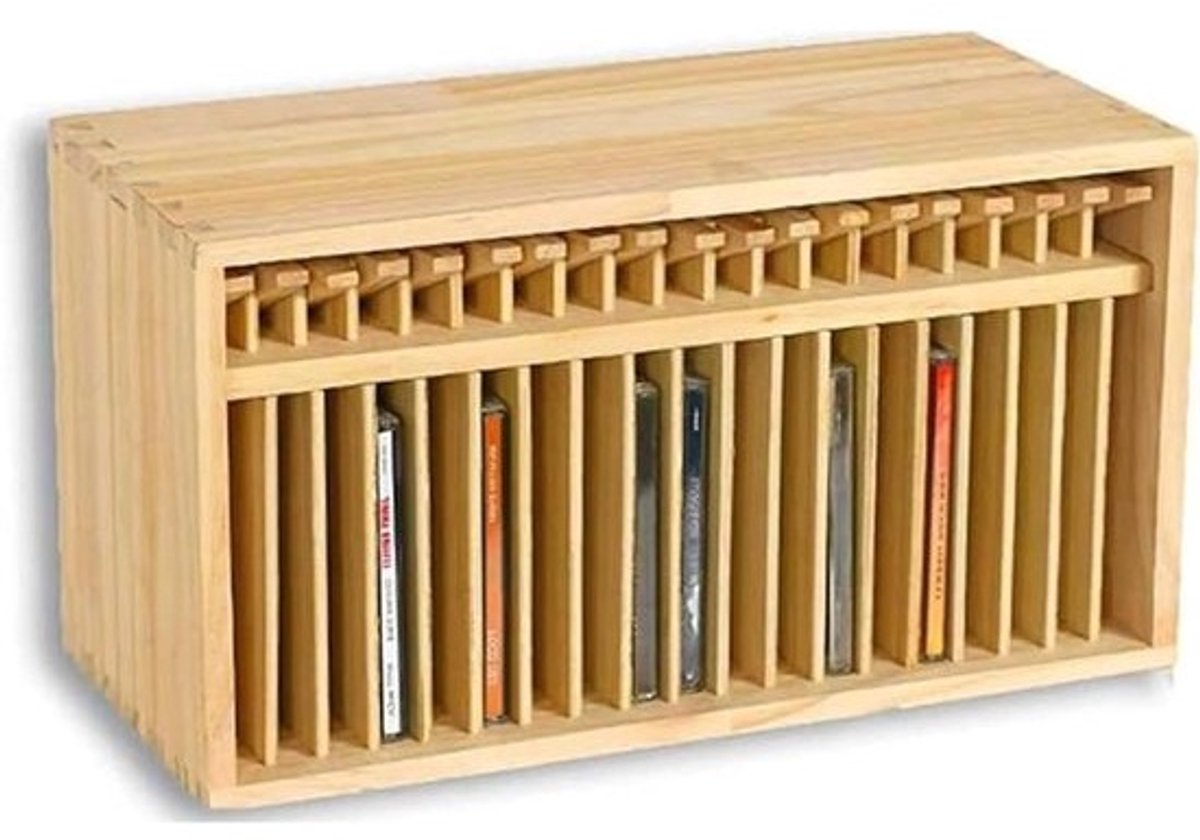CD opbergrek - Muziek opslag - Muziek organiseren - Open zichtbaar ontwerp - 19 hoesjes capaciteit - Kersenhout