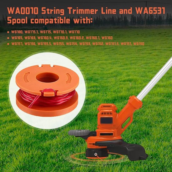 14-delige vervangende spoel lijn voor grastrimmer, Ø1.65mm, 3m strimmer spoelen geschikt voor Worx modellen WG163E, WG157E, WG169E, WG151, WG155, WG160, WG175 (12 spoelen + 2) — afbeelding 5