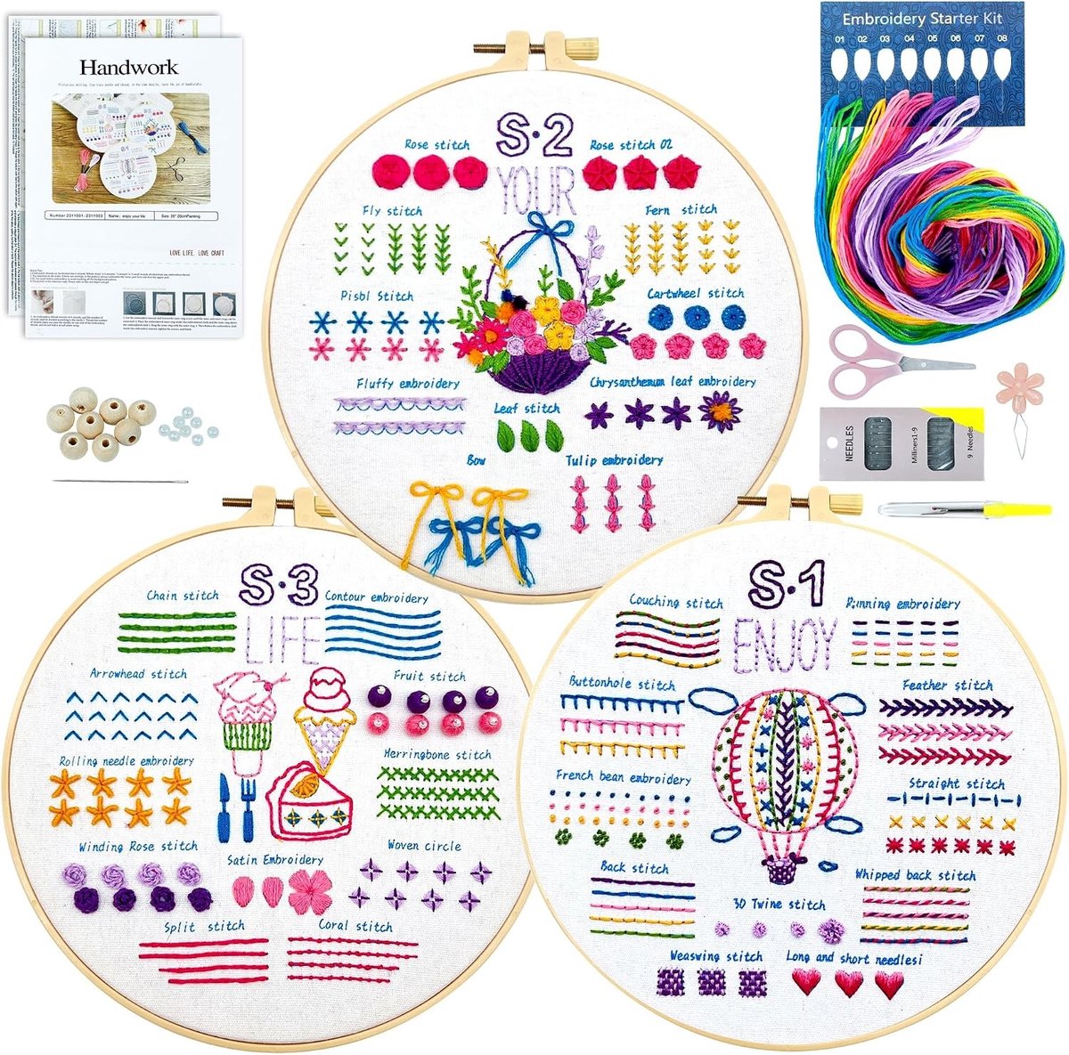 Complete Borduurset voor Beginners - 3-delige Set voor Kruissteek, DIY Borduren en Creatieve Projecten