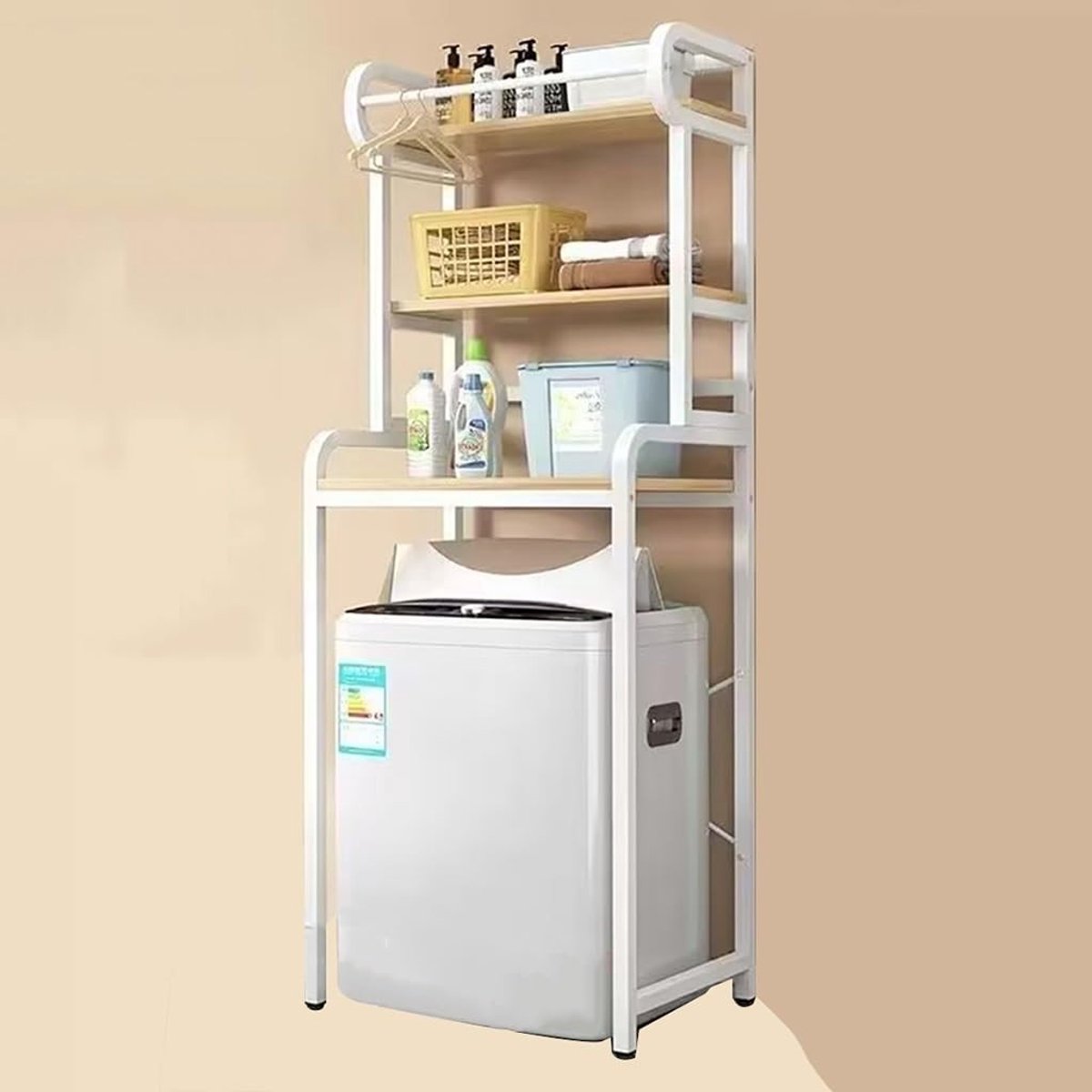 Opbergrek Voor Boven De Wasmachine - Multifunctioneel en Verstelbaar - 3 Compartimenten