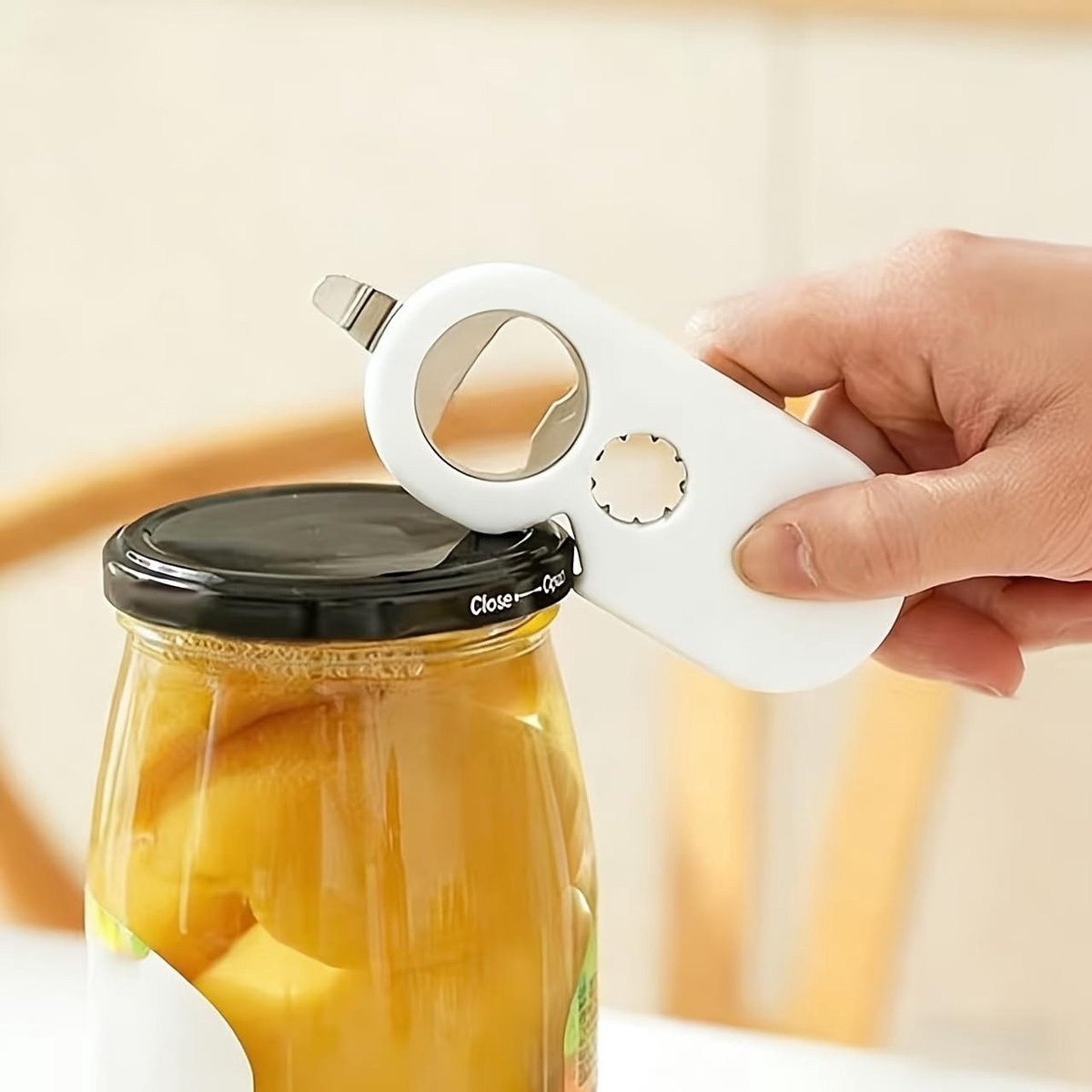 5-in-1 Fles- en Potopener - Roestvrijstaal - Wit