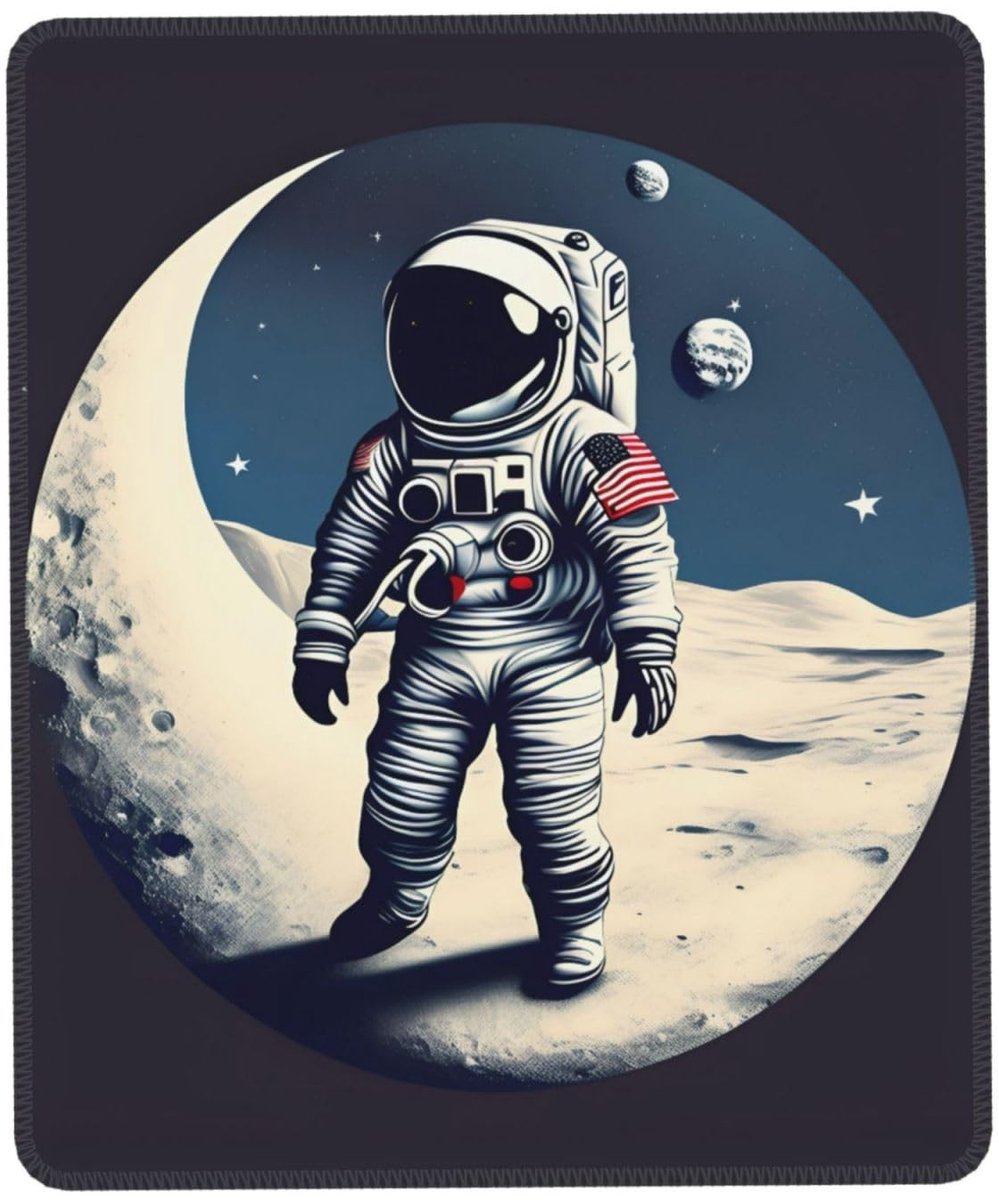 Bureauonderlegger met astronaut op de maan - Rubber met gestikte randen