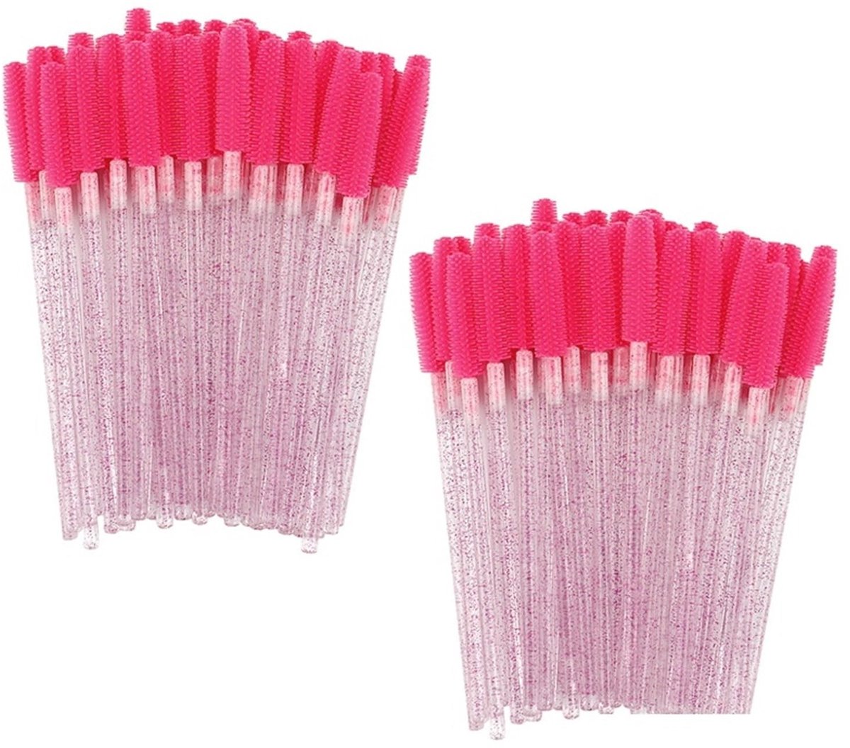 Wimperborstels - 200 stuks siliconen met duurzaam handvat - Rood