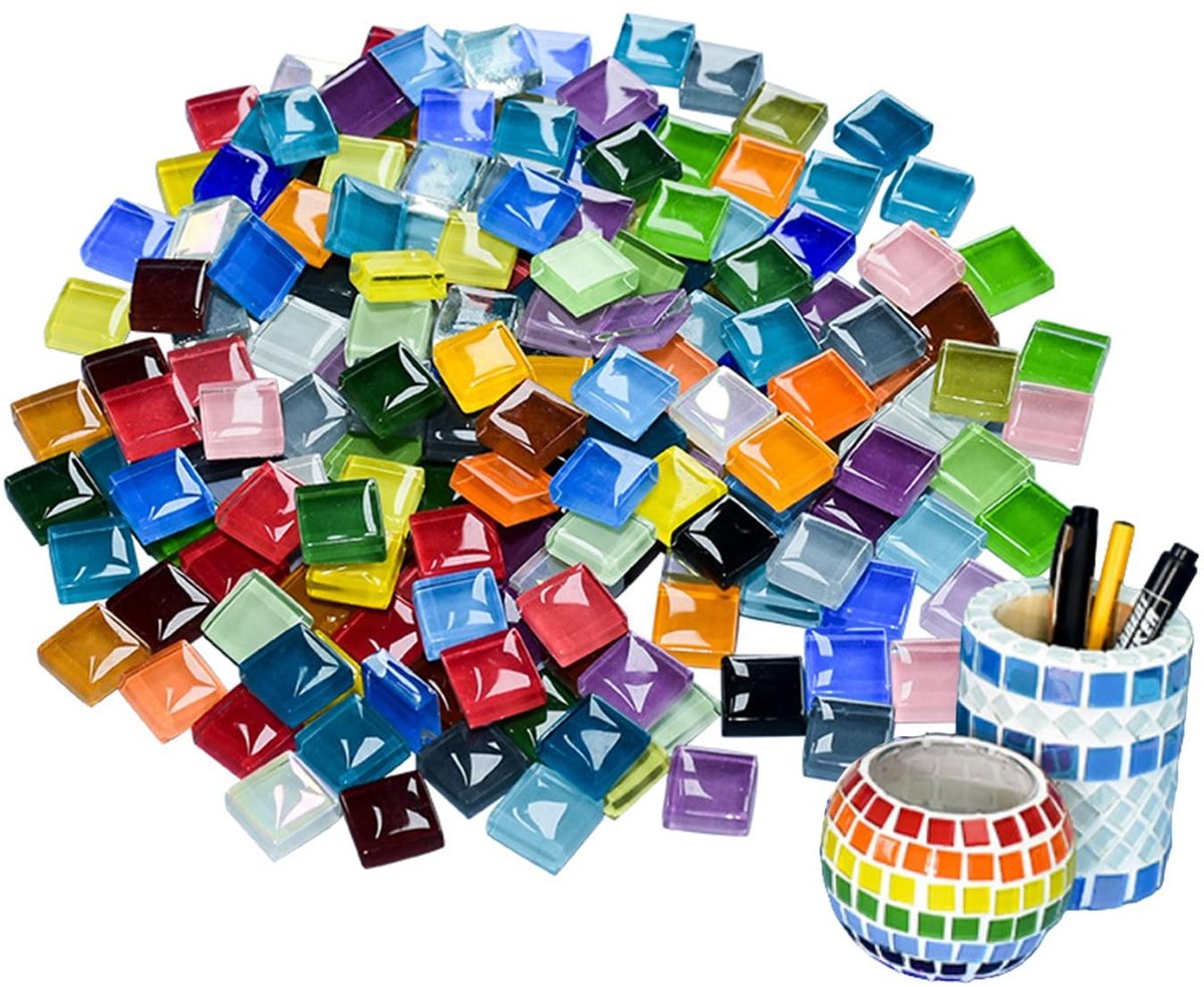 Glazen Mozaïekstenen voor Creatieve Klussen - Vierkante Mini Crystal Tegels, 1 x 1 cm, Ongeveer 600 Stuks