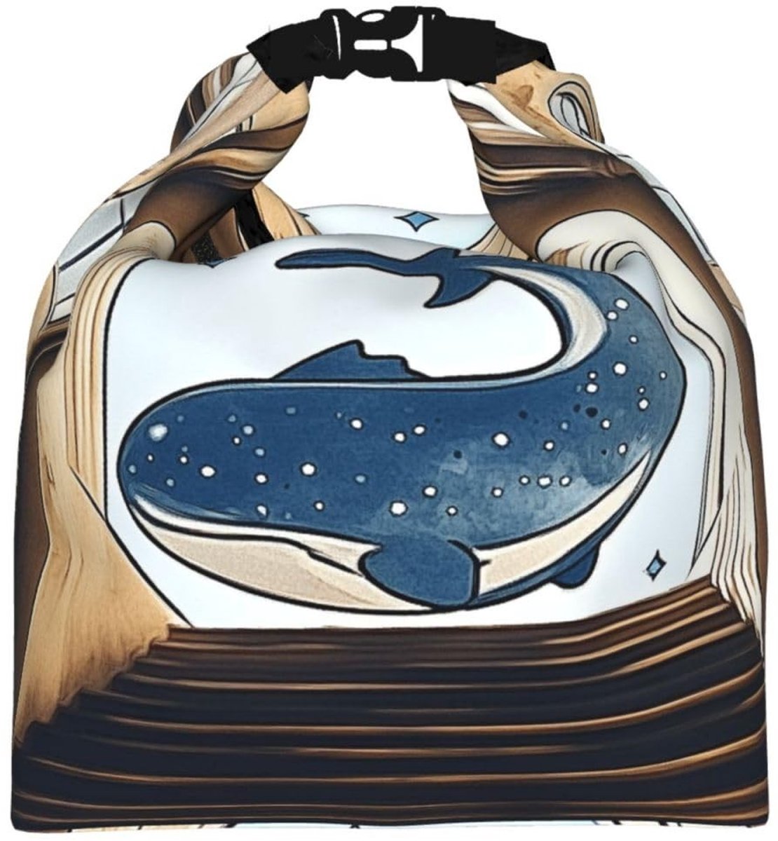 Geïsoleerde Lunch Bag met Magische Walvisprint - Roll Top en Lekvrij