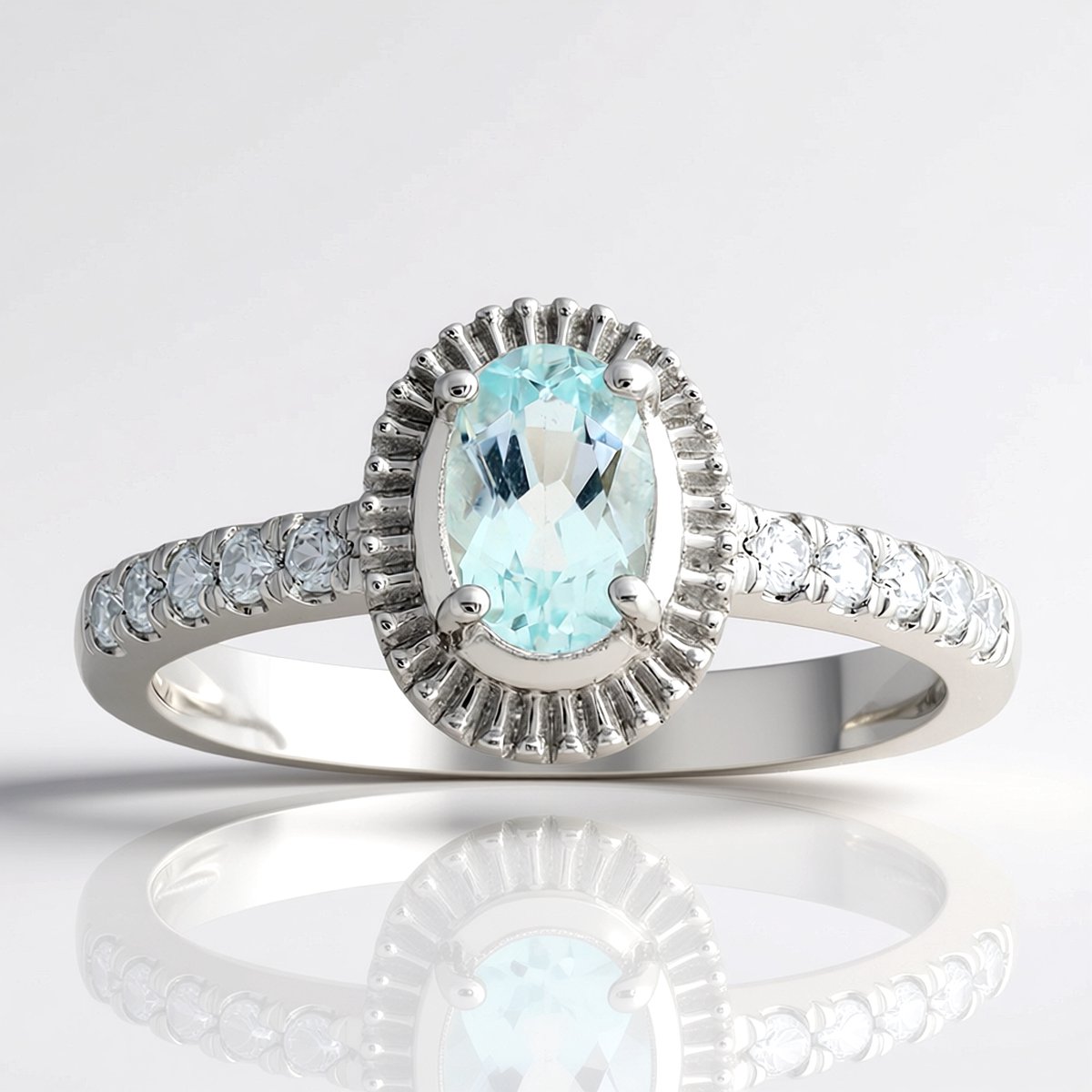 Cavill - Zilveren ring met ovale Amblygoniet 0,383 ct en Zirkonia's 0,187 ct - 925 Sterling Zilver - Rhodium - Luxe dames ring