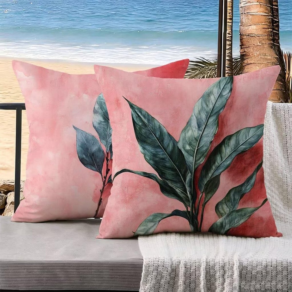 Buiten Kussen Set van 2 - Waterdicht - 50 x 50 cm - Roze
