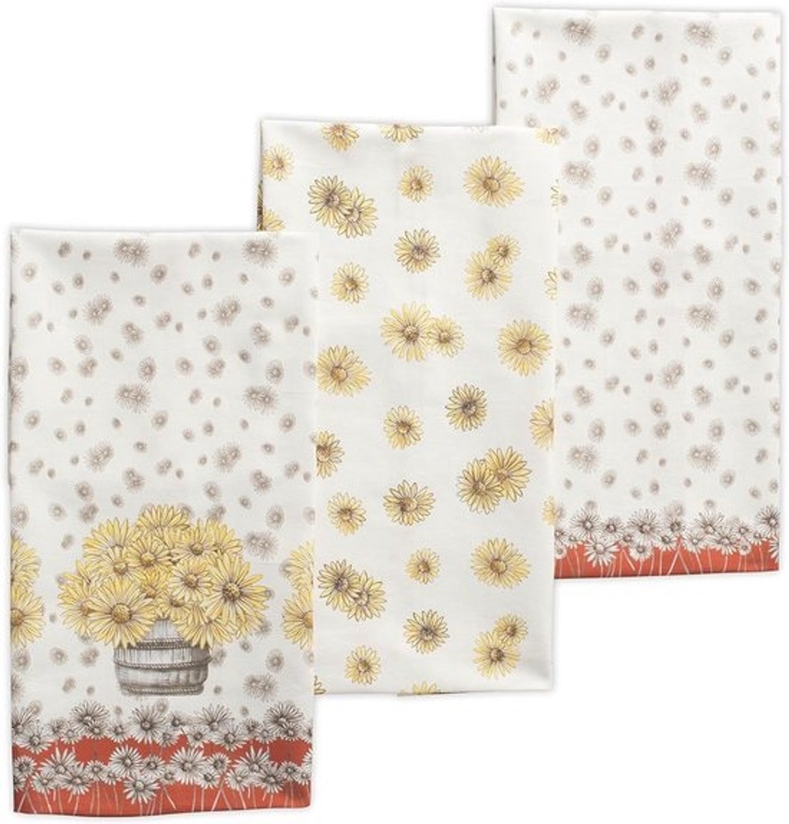 Keukendoeken Set - Vaatdoeken Theedoeken - Keuken Schoonmaken - 100% Katoen - 50 x 70 CM - Bloemenmotief