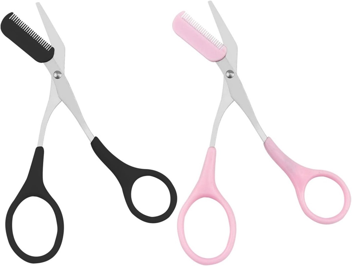 Set van 2 Oogschaduw Scharen met Kam, Gebogen Scharen voor Perfecte Wenkbrauwen en Wimpers, Ideaal voor Vrouwen en Schoonheidsspecialisten