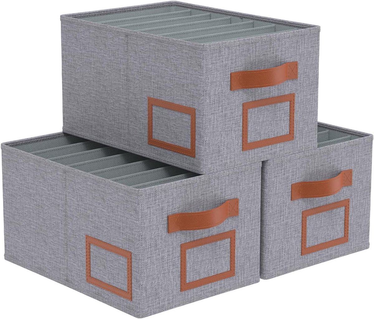 Opbergdoos voor Kleding met 7 Vakjes - 40 x 30 x 20 cm - Grijs, Ideaal voor Organisatie en Ruimtebesparing