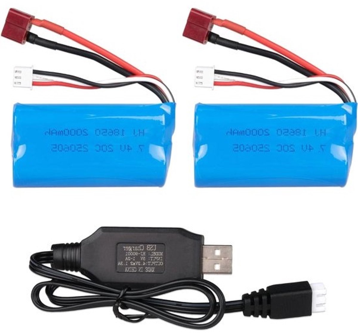 RC Batterijpakket - Oplaadbare Li-ion Batterij - RC Auto's Aandrijven - Hoge Capaciteit 2000mAh - 7.4V 2S - Zwart