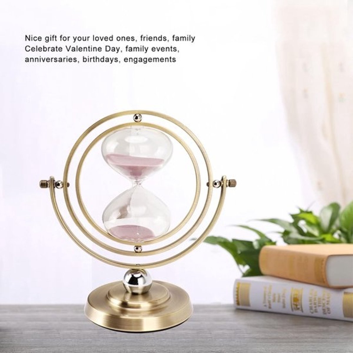 Zandloper Globe - Zandloper Timer - Decoratie Tijdmeting - Artistiek Vakmanschap - 24 x 22 x 13 cm - Brons